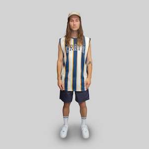 Mens Varsity Stripe Muscle Singlet