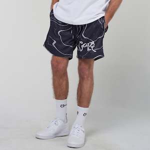 Athletic Streetwear: Crate Script Marble Mesh Shorts