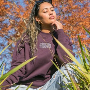 Wahine Jersey: Tiki Embroidered Crew - Purple