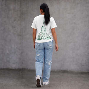 Tees: Lower Back - Wha - White Green