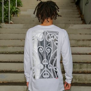 Colour Wha Collection Maori Streetwear By Cravass Nzb: Cravass Colour-Wha – White Long Sleeve Tee