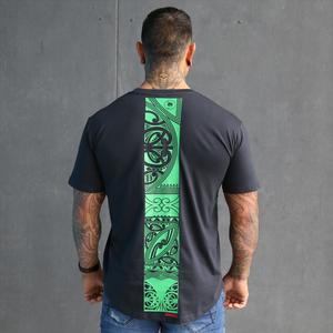 Tees: Mana-Kaha - Green on Navy