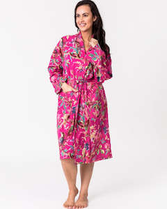 Paradise Hot Pink Velvet Kimono Robe