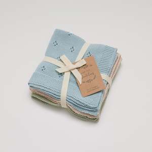 Organic Cotton Wash Cloth Set of 3 - Sky Blue
