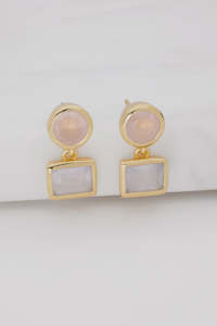 Under 200: Jess Artisan Earrings - Rose Quartz/Orange Jade