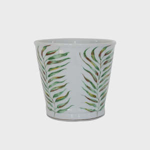 Palm Leaf Crackled Planter