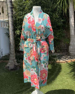 Bathroom: Fleur Kimono Robe - Lagoon