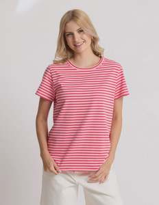 Clothing: Classic Stripe Tee - Pink Red