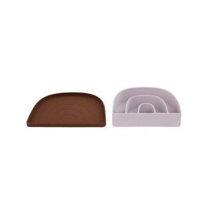 Rainbow Plate & Bowl - Caramel / Lavender
