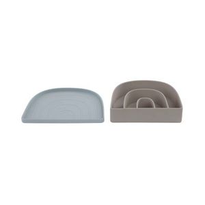 Rainbow Plate & Bowl - Dusty Blue / Clay