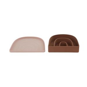 Rainbow Plate & Bowl - Rose / Fudge