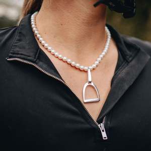 Large Stirrup Pendant & Pearls