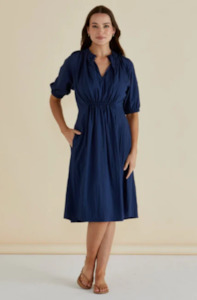 BETTY BASICS EMERY DRESS - NAVY BLUE - BB8451-NAB