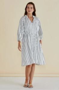 Betty Basics: BETTY BASICS JENNA DRESS - BLACK/WHITE STRIPE - BB8438-BWS
