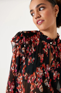 GARCIA FLORAL BLOUSE - BLACK PRINT - U40030-60