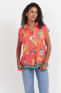 Haven: HAVEN CABANA SLEEVELESS SHIRT - BRASIL CORAL - 7809202