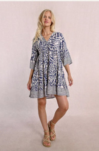 MOLLY BRACKEN LADIES WOVEN DRESS - DENIM BLUE MAGGY - N289DP-DEN