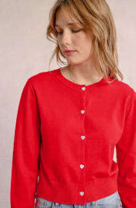 Molly Bracken: MOLLY BRACKEN LADIES KNITTED CARDIGAN - RED - E1725DP-RED