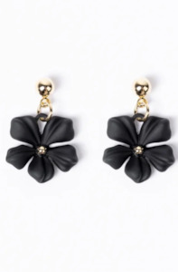 Stella & Gemma Earring - Dangly Mini Flower - Black - Sge8514
