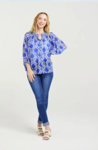 ZAFINA JUNIPER TOP - PAISLEY PAINTING - Z3023-1