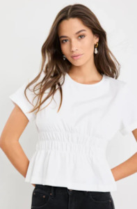 AMONG THE BRAVE - SVELTE SHIRRED TEE - IVORY   COMING SOON / PRE-ORDER