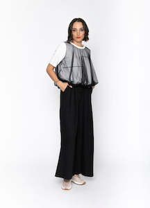 BLACKLIST ERICA TOP - WHITE + BLACK MESH
