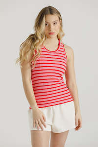 ROSE ROAD SONNY SINGLET - BERRY STRIPES