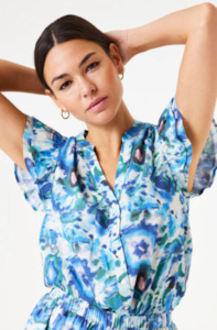 Garcia: GARCIA PRINTED BLOUSE - BLUE WAVE