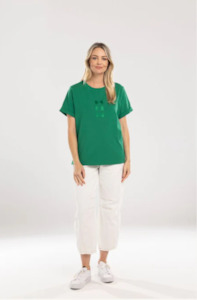 Mi Moso: MI MOSO BOW TEE - GREEN