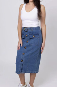 Skirts: HONEY DENIM MARCO DENIM MIDI SKIRT - J75
