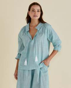 Betty Basics: BETTY BASICS CHARLI BLOUSE - GREEN STRIPE