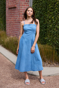 Cartel Willow: AUGUSTINE ALAIA DENIM MIDI DRESS - DENIM