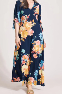 EB & IVE PARISIO TIE MAXI DRESS - INDIGO BLOOM - 2601517