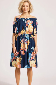 EB & IVE PARISIO BUTTON DRESS - INDIGO BLOOM - 2600917