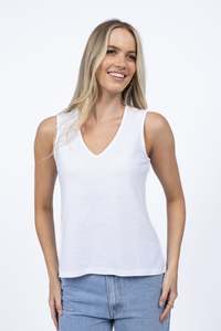HUMIDITY LIFESTYLE KAIA V NECK TANK - WHITE