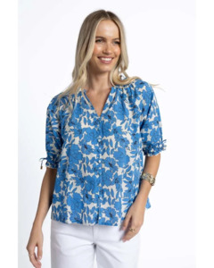 HUMIDITY LIFESTYLE FLEUR BLOUSE - BLUE / STONE