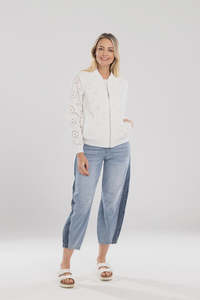 Mi Moso: MI MOSO BRODERIE BOMBER - WHITE