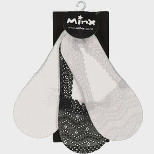 MINX - NEW DAINTY SOCKETTE X 3 PACK - BLACK-WHITE-GREY