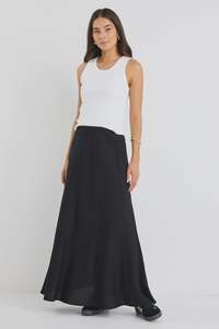 Skirts: RE:UNION LAGOS MAXI SKIRT - BLACK