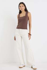 Pants: AMONG THE BRAVE - ZOEY HIGH RISE JEAN - ECRU