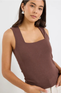 Among The Brave: AMONG THE BRAVE - POSITIVE RIB NECK TANK - CHOCOLATE