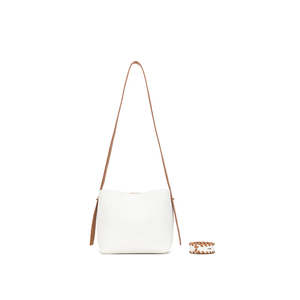 Bags: BLACK CAVIAR CAPELLA SHOULDER/CROSSBODY BAG - WHITE/TAN