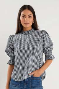 IVY & JACK AFFECTION TOP - NAVY GINGHAM