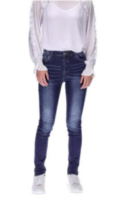 Pants: HONEY DENIM CORMAC HIGHWAISTED LONG JEAN - DARK BLUE -J203-6