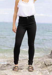 HONEY DENIM CORMAC HIGHWAISTED JEAN - SOLID DARK BLACK - J15D