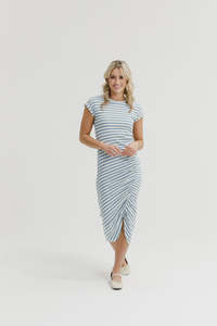 HOME-LEE NIKITA TEE DRESS - SKY STRIPES