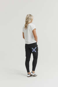 HOME-LEE APARTMENT PANTS - BLACK WITH MARINE BLUESHADOW X