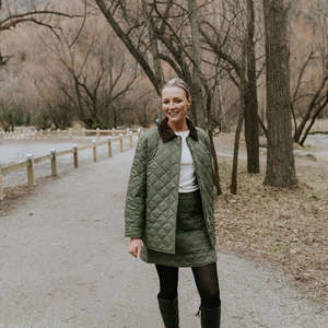 Moke Nz: MOKE NZ DAISY QUILT JACKET - OLIVE GREEN