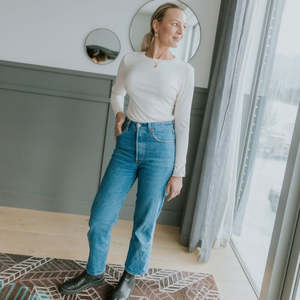 MOKE NZ LINA L/SLEEVE RIB KNIT - PEARL