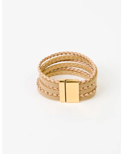 Stella Gemma: STELLA & GEMMA BRACELET - GOLD & BEIGE PLAITS